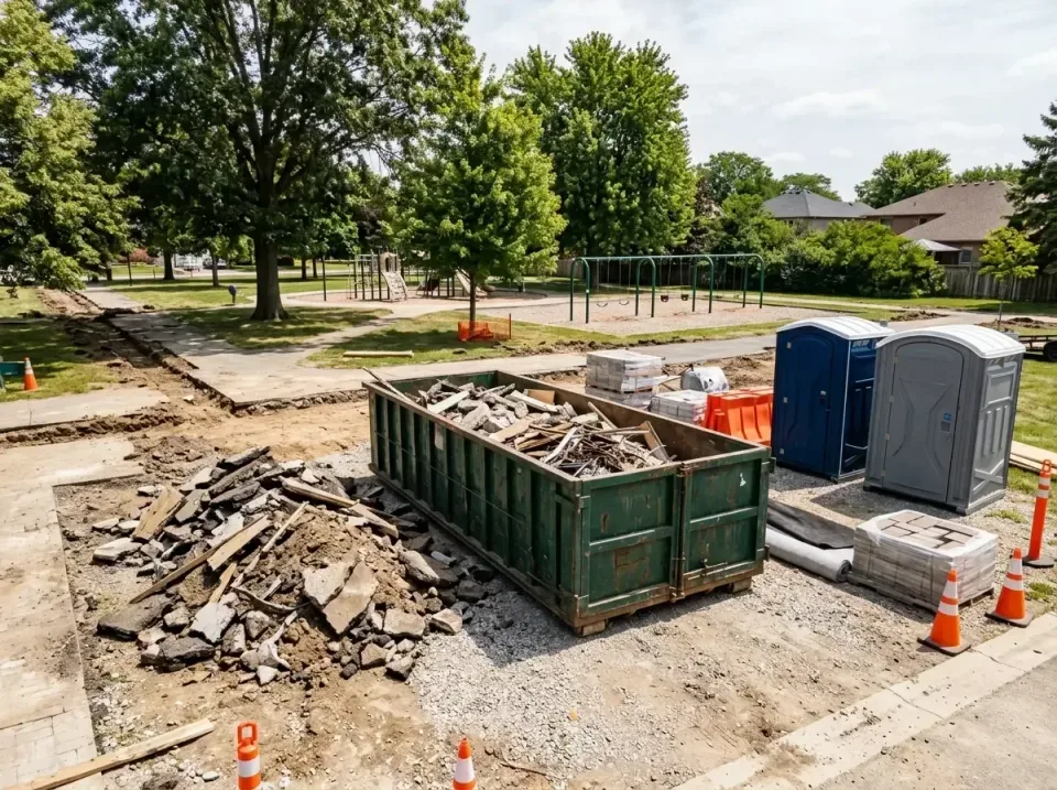 park-renovation-dumpster-site-007 — on-site job work, Long Term Porta Potty Rental in Amarillo